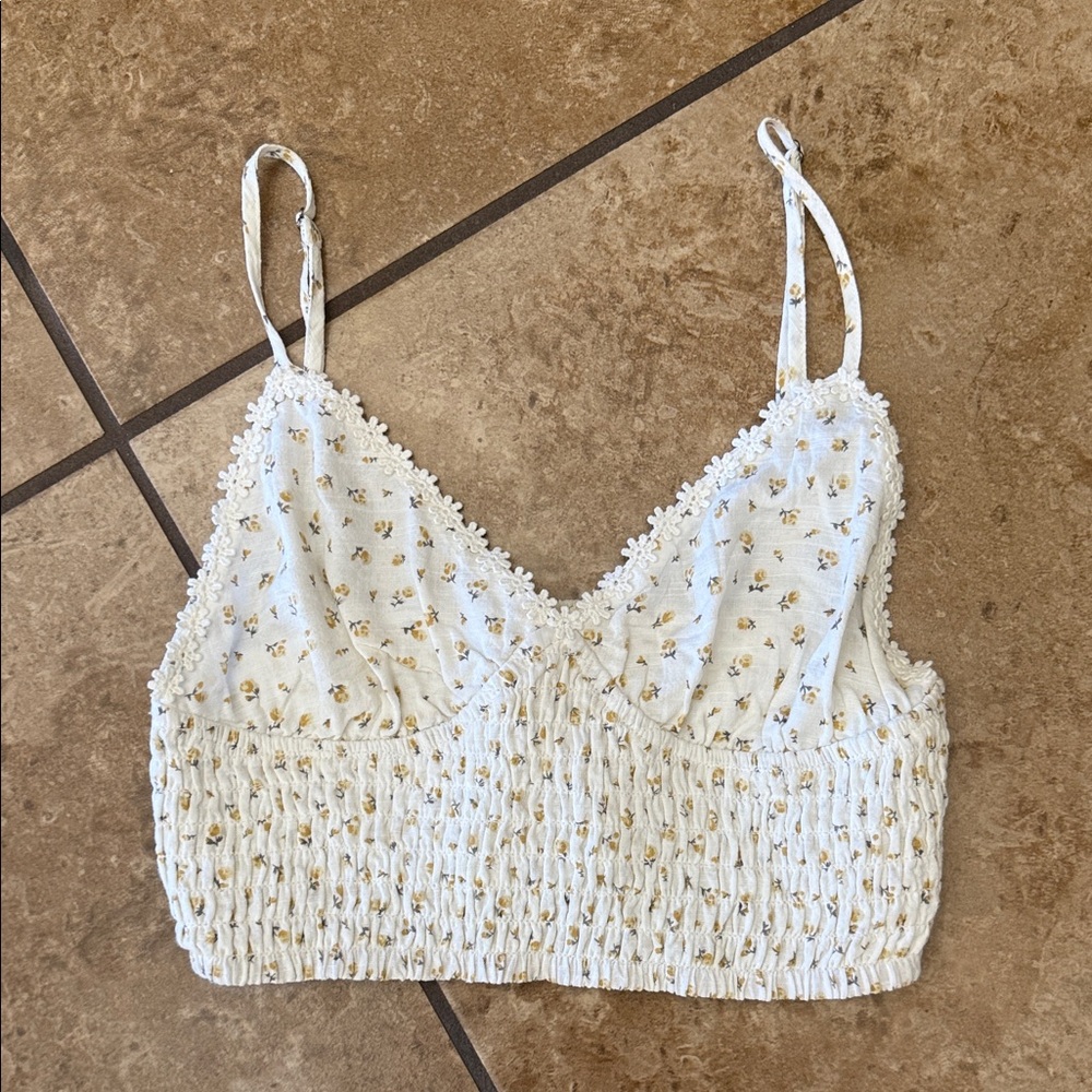 Junior Floral White Smocked Crop Top